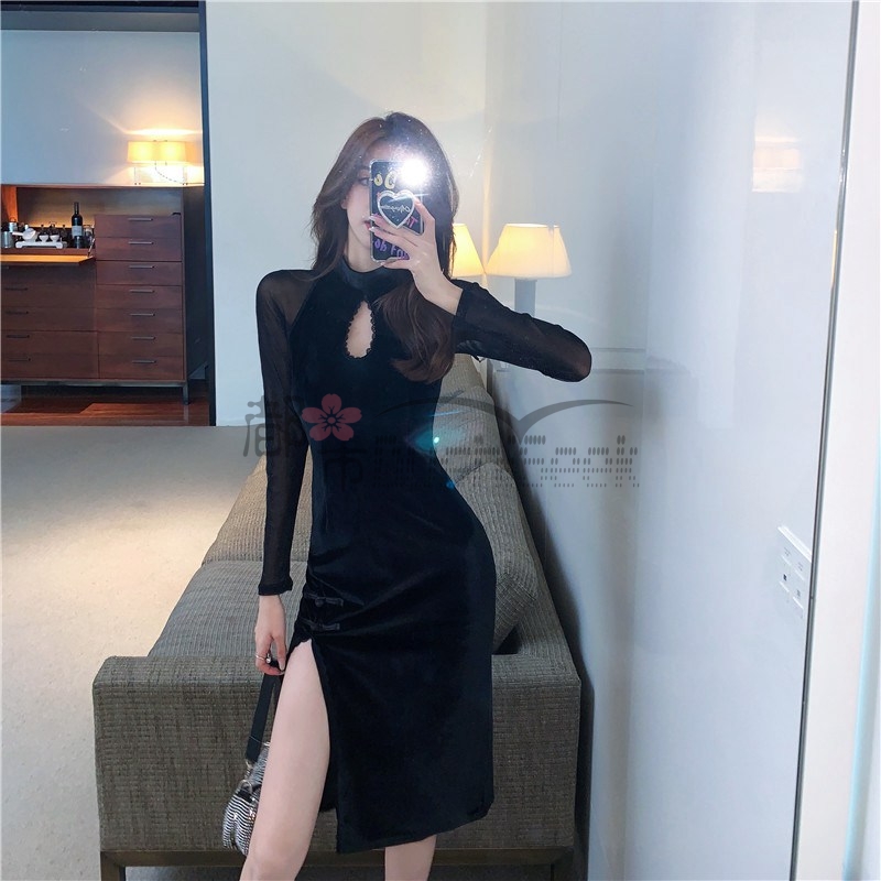 都市Seek杭州spa养生网推荐—高雅端庄高开叉黑旗袍，可不要无心假装故意在男友面前走光啊！